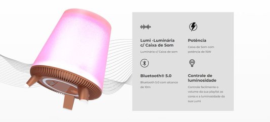 CAIXA ACUSTICA SMART BT LUMI ACAB COBRE WAVEONE