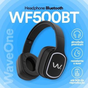 Fone de Ouvido Bluetooth WF500BT WaveOne Headphone IPX4  Preto WaveOne